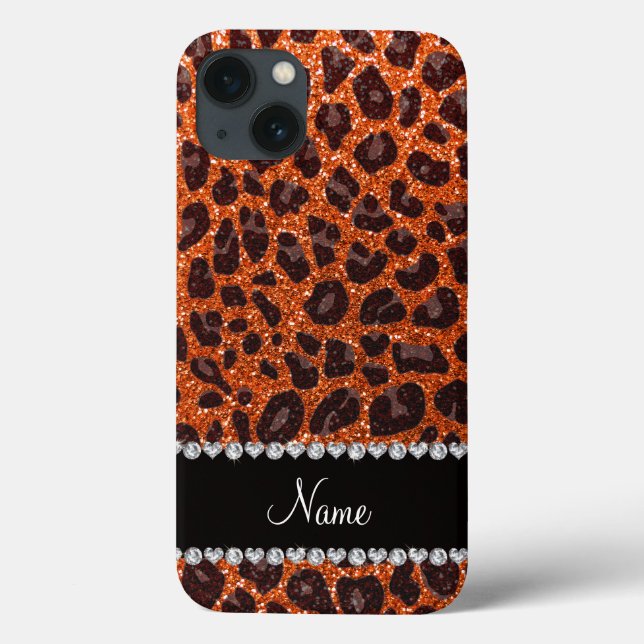 Anpassat namn orange glitter leopard (Baksida)