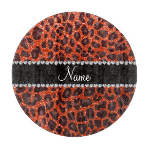Anpassat namn orange glitter leopard