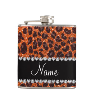 Anpassat namn orange glitter leopard fickplunta