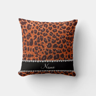 Anpassat namn orange glitter leopard kudde