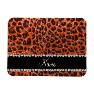 Anpassat namn orange glitter leopard magnet