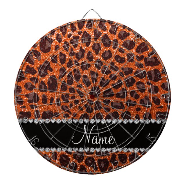 Anpassat namn orange glitter leopard piltavla (Framsidan)