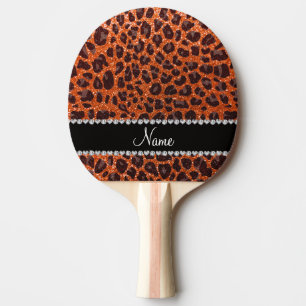 Anpassat namn orange glitter leopard pingisracket