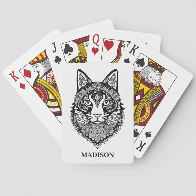 Anpassat namn Ornamental Cat Casinokort (Baksidan)