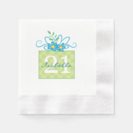 Anpassat namn på 21:a födelsedagens Rosa, blåkumme Pappersservett