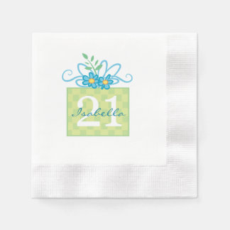 Anpassat namn på 21:a födelsedagens Rosa, blåkumme Pappersservett