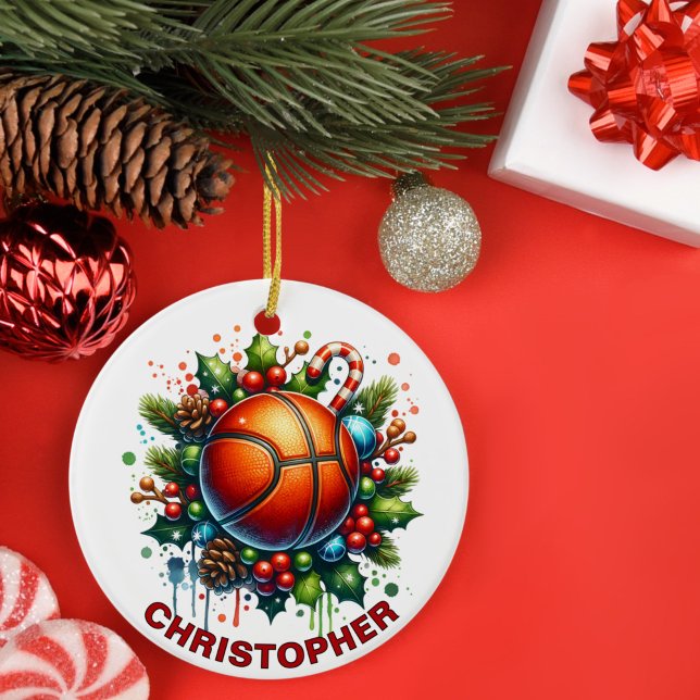 Anpassat namn på basket för jul julgransprydnad keramik (Skapare uppladdad)