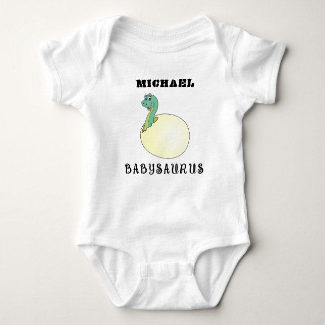 Anpassat namn på Cute Hatchling Dinosaur Baby Body T Shirt (Framsida)