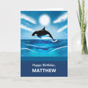 Anpassat namn på födelsedagen med Orca Whale i Oce Kort