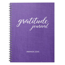 Anpassat namn på Gratitude Journal Lila Linen Phot Anteckningsbok