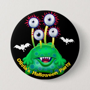 Anpassat namn på Halloween fest-bricka. Knapp