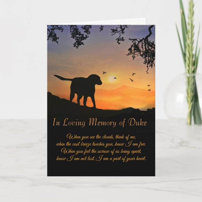 Anpassat namn på Hund Sympathy Card, förlust av Hu Kort (Framsida)