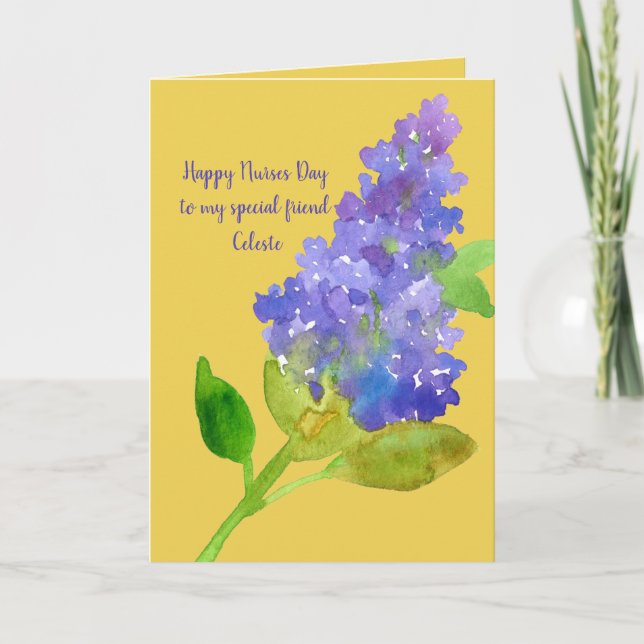 Anpassat namn på lycklig sjukdag Friend Lilac Kort (Framsida)