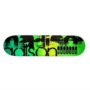Anpassat namn på Neon Aqua-Grönt och -Gult Old School Skateboard Bräda 21,6 Cm