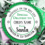Anpassat namn på Officiellen God Jul-lista Runt Klistermärke<br><div class="desc">Santa's Workshop Elf Inspection # valfritt antal och anpassningsbar ungar namn. Roligtens klistermärken att lägga till i barngåvor!</div>