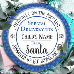 Anpassat namn på Officiellen God Jul-lista Runt Klistermärke<br><div class="desc">Santa's Workshop Elf Inspection # valfritt antal och anpassningsbar ungar namn. Roligtens klistermärken att lägga till i barngåvor!</div>