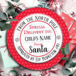 Anpassat namn på Officiellen God Jul-lista Runt Klistermärke<br><div class="desc">Santa's Workshop Elf Inspection # valfritt antal och anpassningsbar ungar namn. Roligtens klistermärken att lägga till i barngåvor!</div>