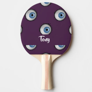 Anpassat namn på stor öga på lila pingisracket