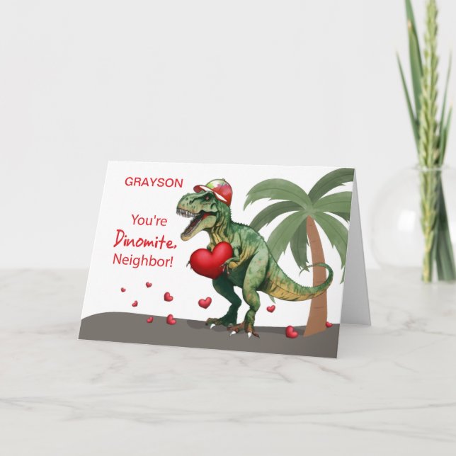 Anpassat namn på Valentine Dinosaur Kort (Framsida)