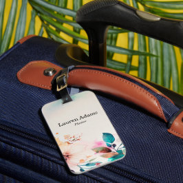 Anpassat namn på vattenfärgsblommor pastel färg bagagebricka