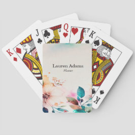 Anpassat namn på vattenfärgsblommor pastel färg casinokort