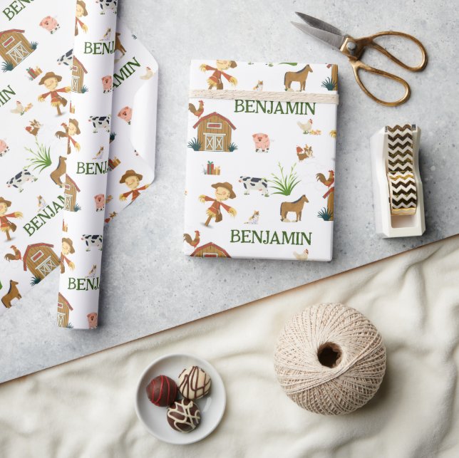 Anpassat namn på vattenfärgsgrupp Fågeldagsdjur Presentpapper (Hantverk)