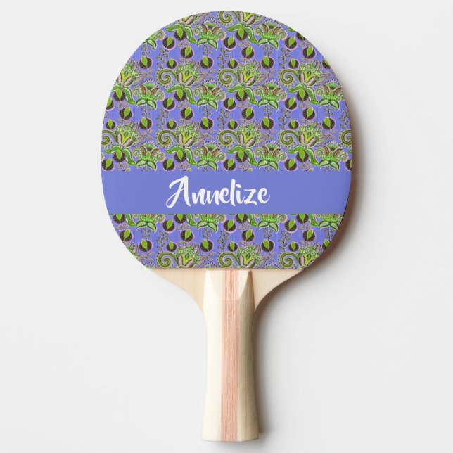 Anpassat namn paisley löv blue pingisracket (Framsidan)
