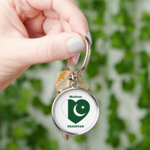 Anpassat namn Pakistan Rund Silverfärgad Nyckelring