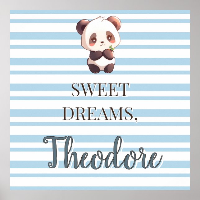 Anpassat Namn Panda Björn Nursery Poster (Framsidan)