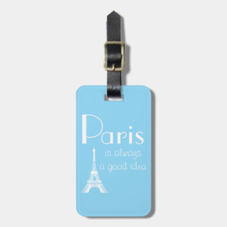Anpassat namn Paris är alltid en bra idé blå Bagagebricka