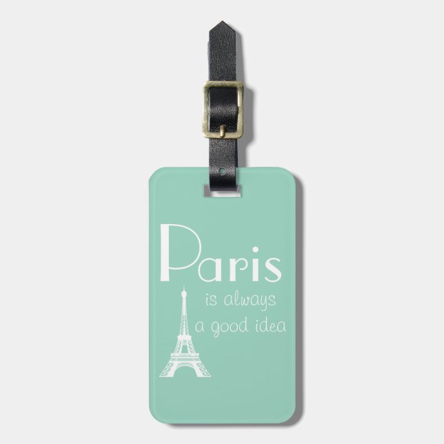 Anpassat namn Paris är alltid en bra idé grön Bagagebricka (Vertikal Framsida)