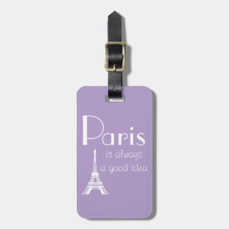 Anpassat namn Paris är alltid en bra idé lila Bagagebricka