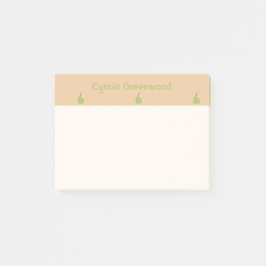 Anpassat namn, päron med grönt mönster brun post-it block