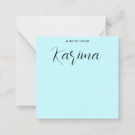 Anpassat namn Pastel Blue Calligraphy Anteckningskort