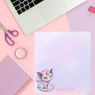 Anpassat namn Pastel Goth Cat Unicorn Anteckningsblock