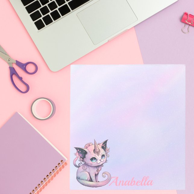 Anpassat namn Pastel Goth Cat Unicorn Anteckningsblock (Skapare uppladdad)