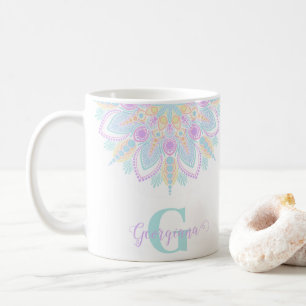 Anpassat namn Pastel Rainbow Blommigt Sundae Manda Kaffemugg