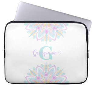 Anpassat namn Pastel Rainbow Blommigt Sundae Manda Laptop Fodral
