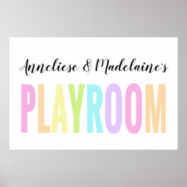 Anpassat namn Pastel Rainbow Playroom Poster