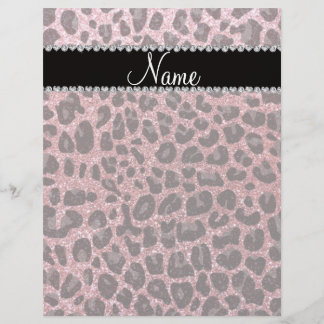 Anpassat namn pastel rosa glitter leopard print