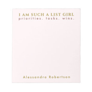 Anpassat namn Pastel Rosa Guld Typography Minimali Anteckningsblock