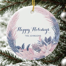 Anpassat namn Pastel WAN Glad helg Julgransprydnad Keramik