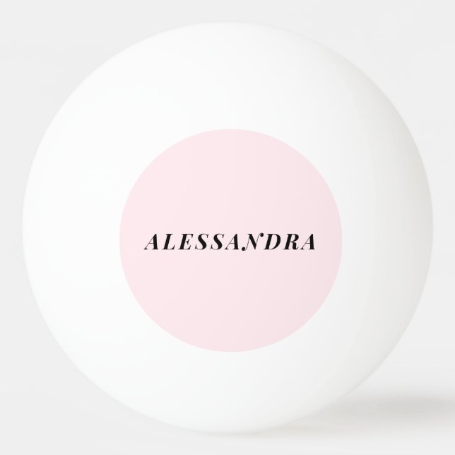 Anpassat namn Pastellrosa Svart Minimalist Stilren Pingisboll (Framsidan)