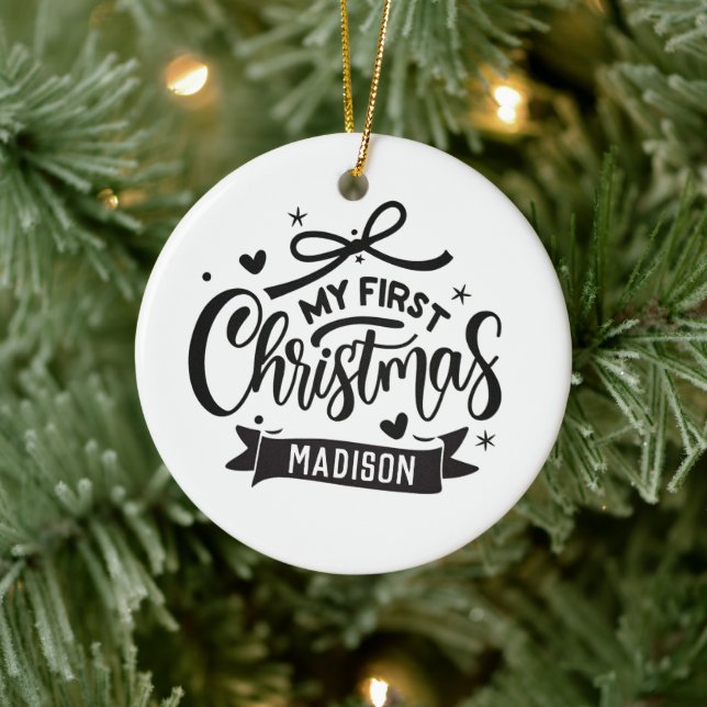 Anpassat namn Personlig Baby Första jul Julgransprydnad Keramik (Träd)