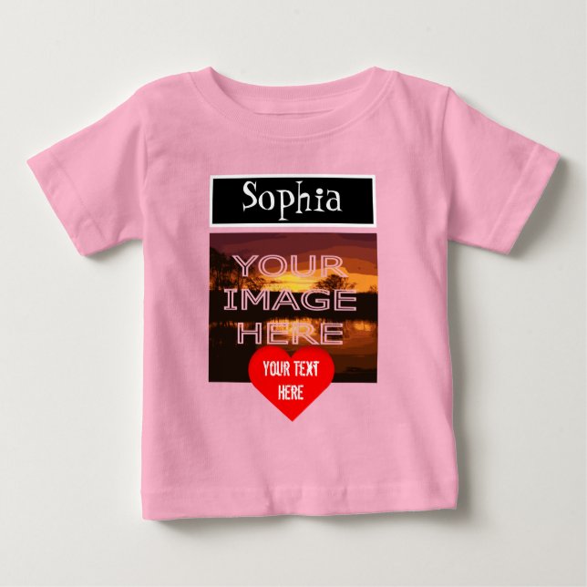 Anpassat namn Personlig Baby T-shirt med foto (Framsida)