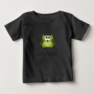 Anpassat namn/Personlig grönt uggla T Shirt