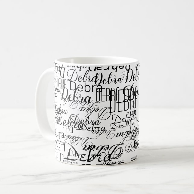 Anpassat namn . personlig grundläggande vit kaffemugg (Framsida vänster)