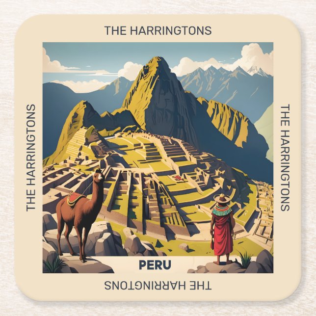 Anpassat namn Peru Machu Picchu Underlägg Papper Kvadrat (Framsidan)