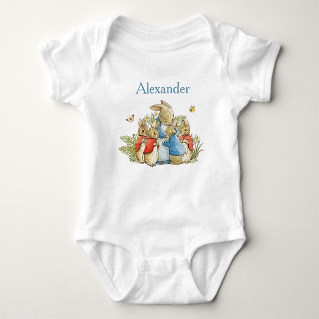 Anpassat namn Peter Rabbit med Josephine Bunny T Shirt (Framsida)