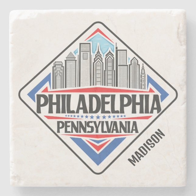 Anpassat namn Philadelphia Pennsylvania Stenunderlägg (Framsidan)